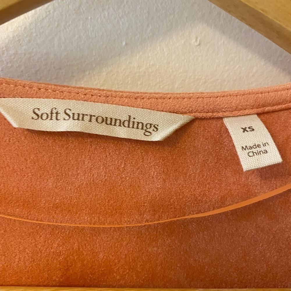 Soft Surroundings Peach Microsuede Open Front Dra… - image 2